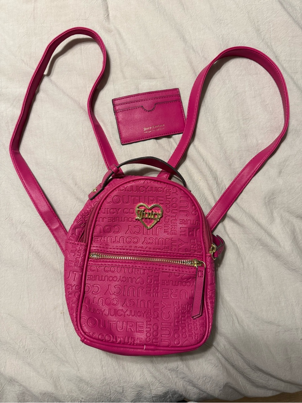 Juicy Couture Fuchsia Mini Backpack with Card Holder